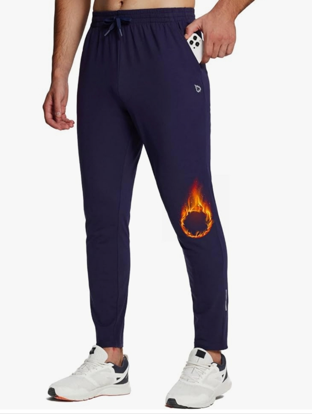 BALEAF | Men's Navy Fleece Lined Water Resistant Athletic Tapered Leg Pants